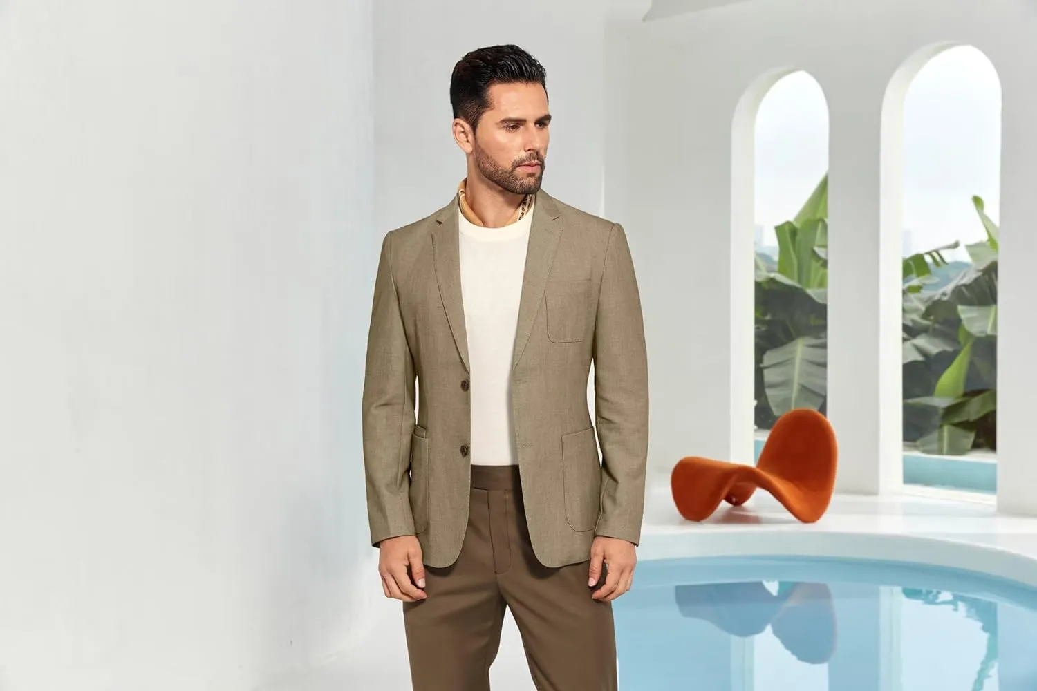 Mens Casual Blazer Slim Fit Suit Two Button Blazer Jacket Lightweight Knit Sport Coat