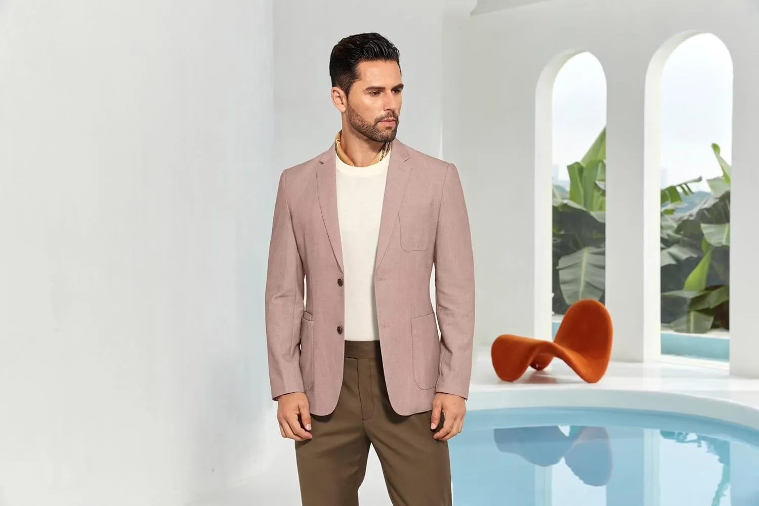 Mens Casual Blazer Slim Fit Suit Two Button Blazer Jacket Lightweight Knit Sport Coat