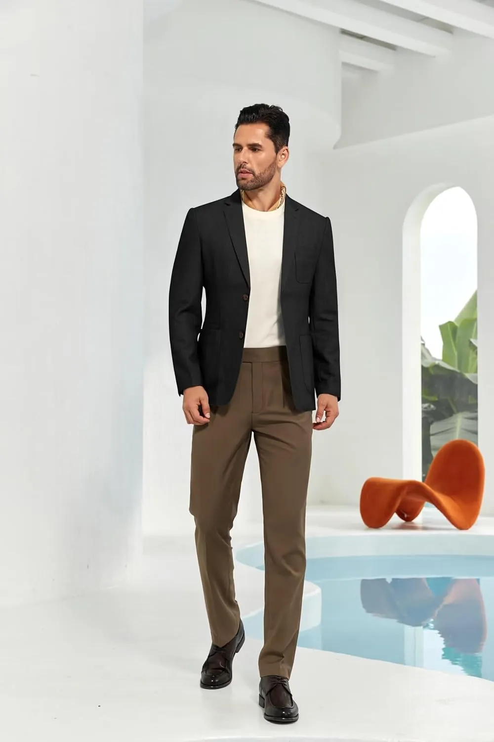 Mens Casual Blazer Slim Fit Suit Two Button Blazer Jacket Lightweight Knit Sport Coat