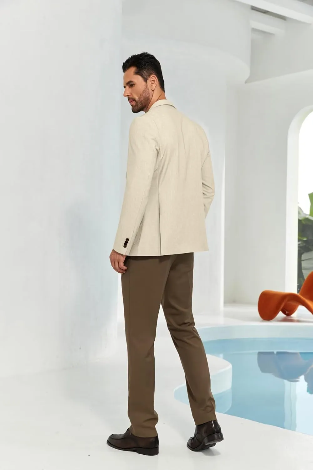 Mens Casual Blazer Slim Fit Suit Two Button Blazer Jacket Lightweight Knit Sport Coat