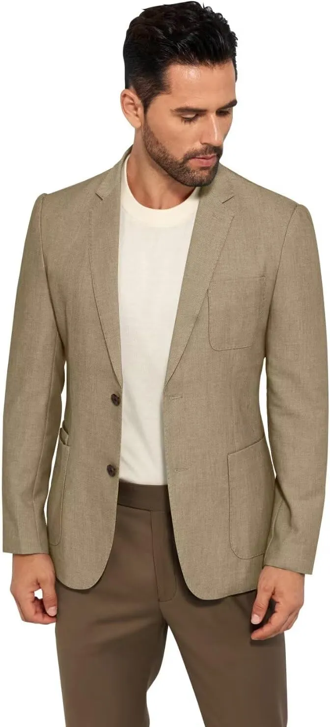 Mens Casual Blazer Slim Fit Suit Two Button Blazer Jacket Lightweight Knit Sport Coat