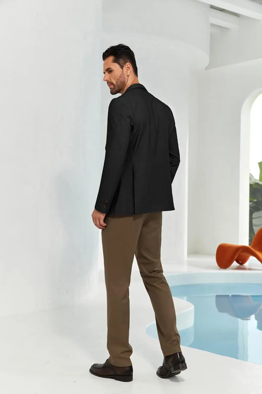 Mens Casual Blazer Slim Fit Suit Two Button Blazer Jacket Lightweight Knit Sport Coat