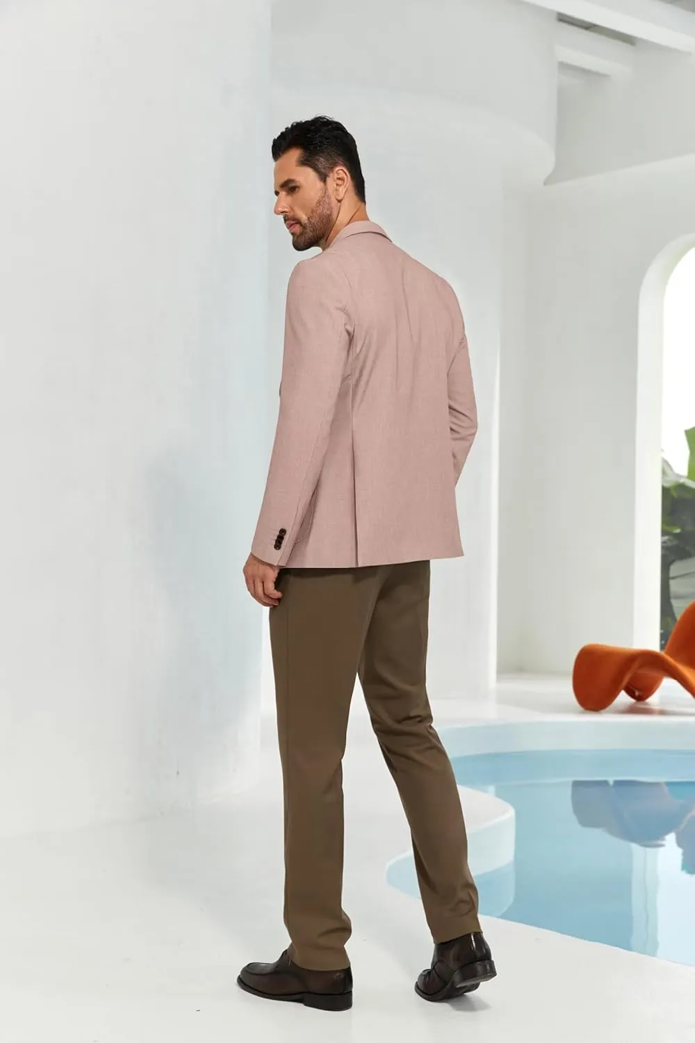 Mens Casual Blazer Slim Fit Suit Two Button Blazer Jacket Lightweight Knit Sport Coat