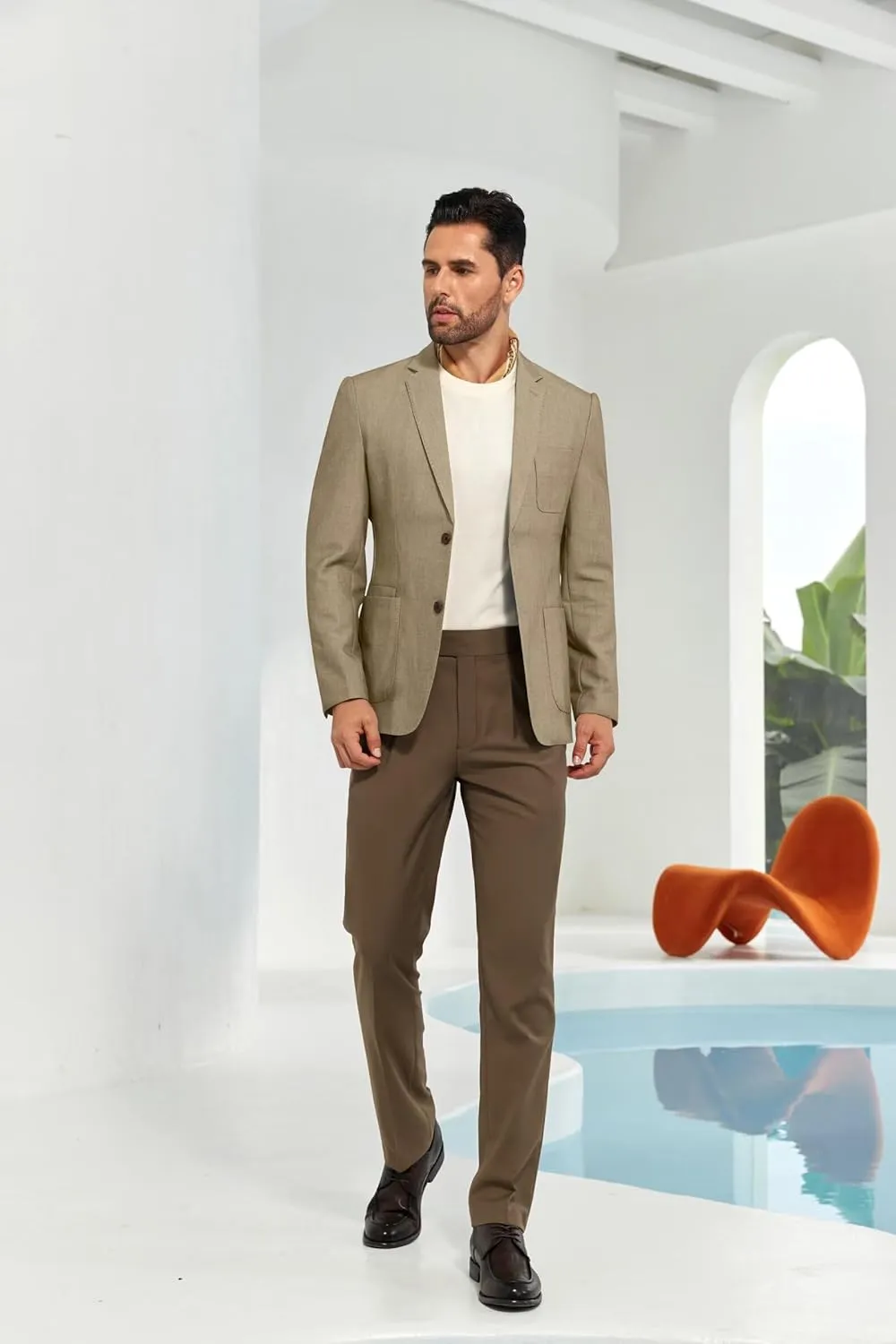 Mens Casual Blazer Slim Fit Suit Two Button Blazer Jacket Lightweight Knit Sport Coat