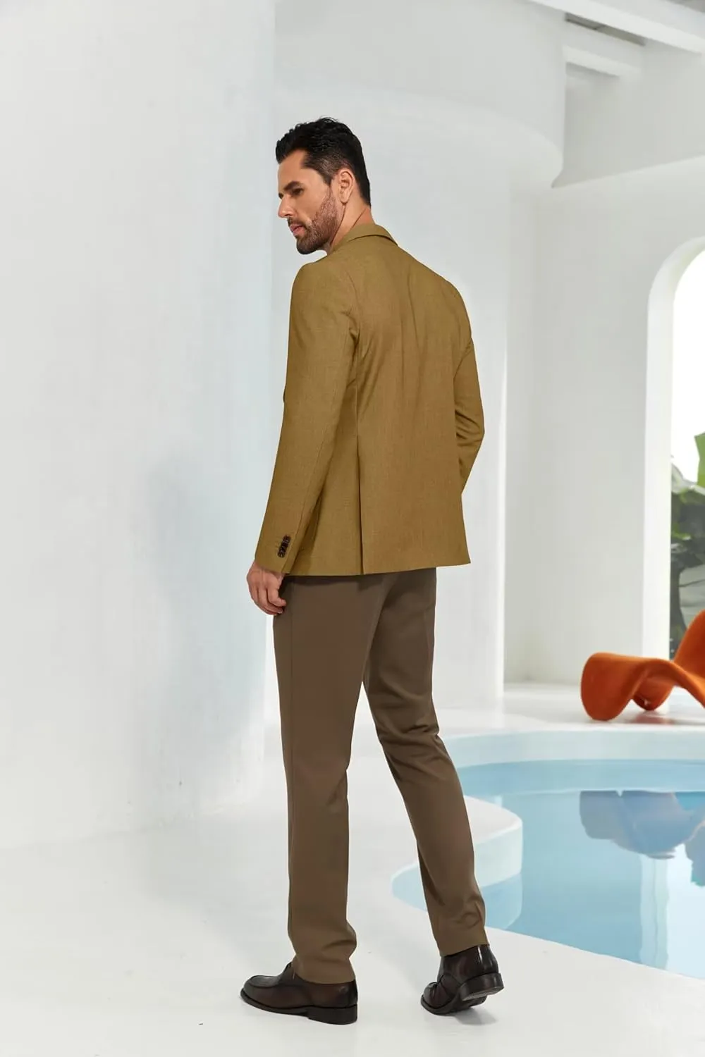Mens Casual Blazer Slim Fit Suit Two Button Blazer Jacket Lightweight Knit Sport Coat