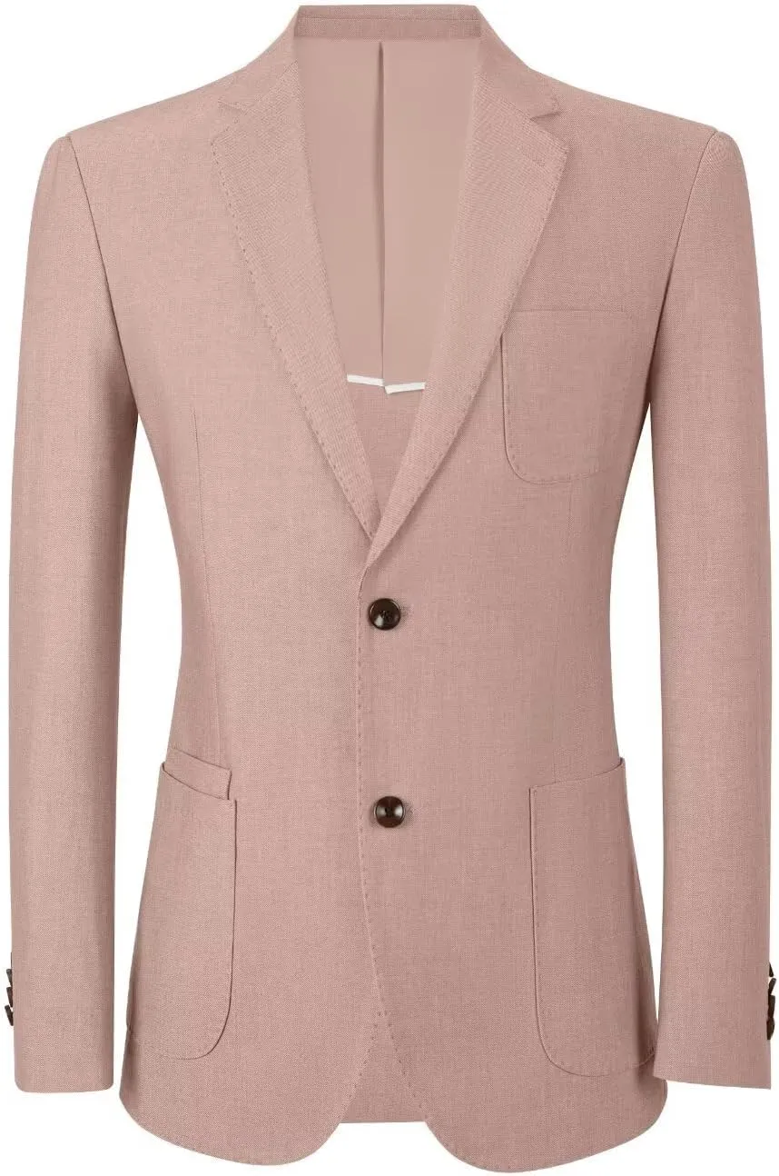 Mens Casual Blazer Slim Fit Suit Two Button Blazer Jacket Lightweight Knit Sport Coat