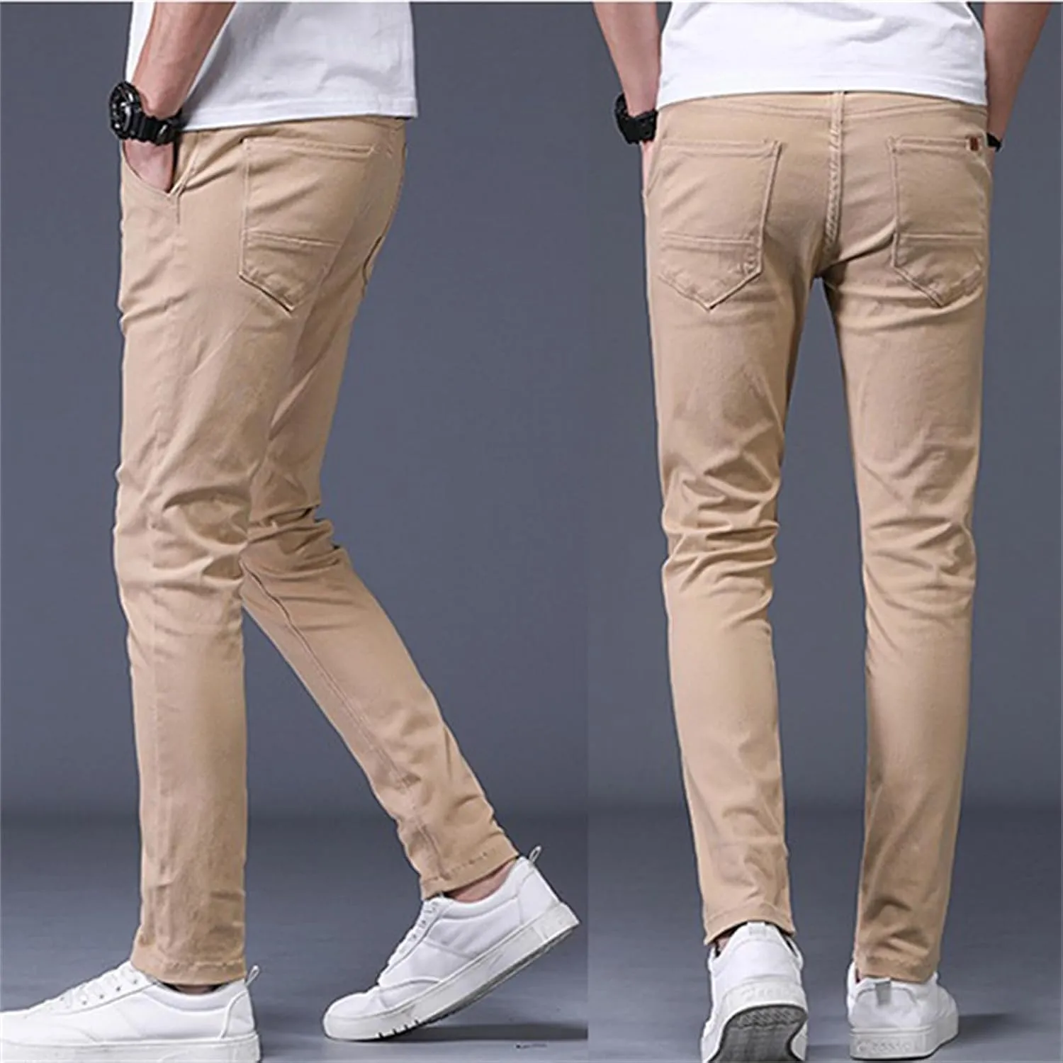 Mens Slim Fit Chino Pant with Pocket Casual and Office Work Beach Dress Business Cotton Long Pants