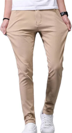 Mens Slim Fit Chino Pant with Pocket Casual and Office Work Beach Dress Business Cotton Long Pants