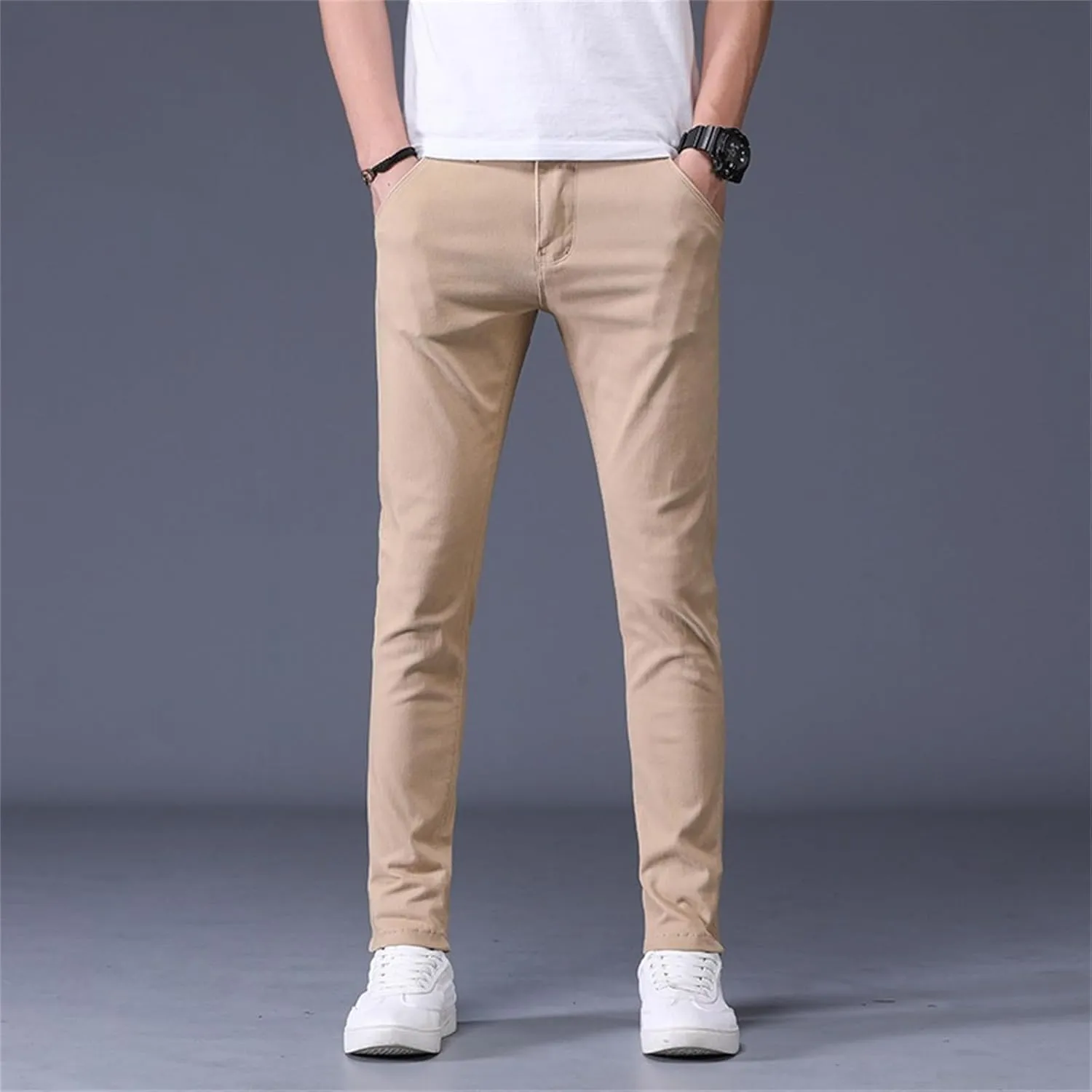 Mens Slim Fit Chino Pant with Pocket Casual and Office Work Beach Dress Business Cotton Long Pants