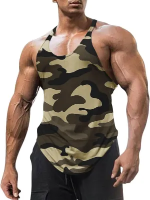 Mens Stringer Tank Tops Y-Back Bodybuilding Sleeveless Gym Muscle Workout Shirts