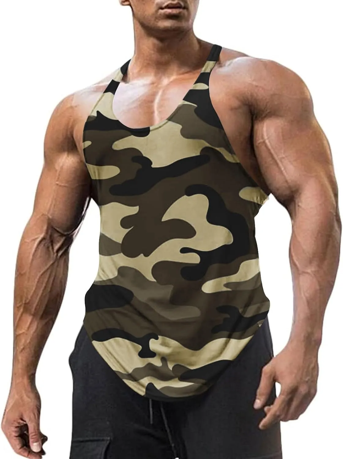 Mens Stringer Tank Tops Y-Back Bodybuilding Sleeveless Gym Muscle Workout Shirts