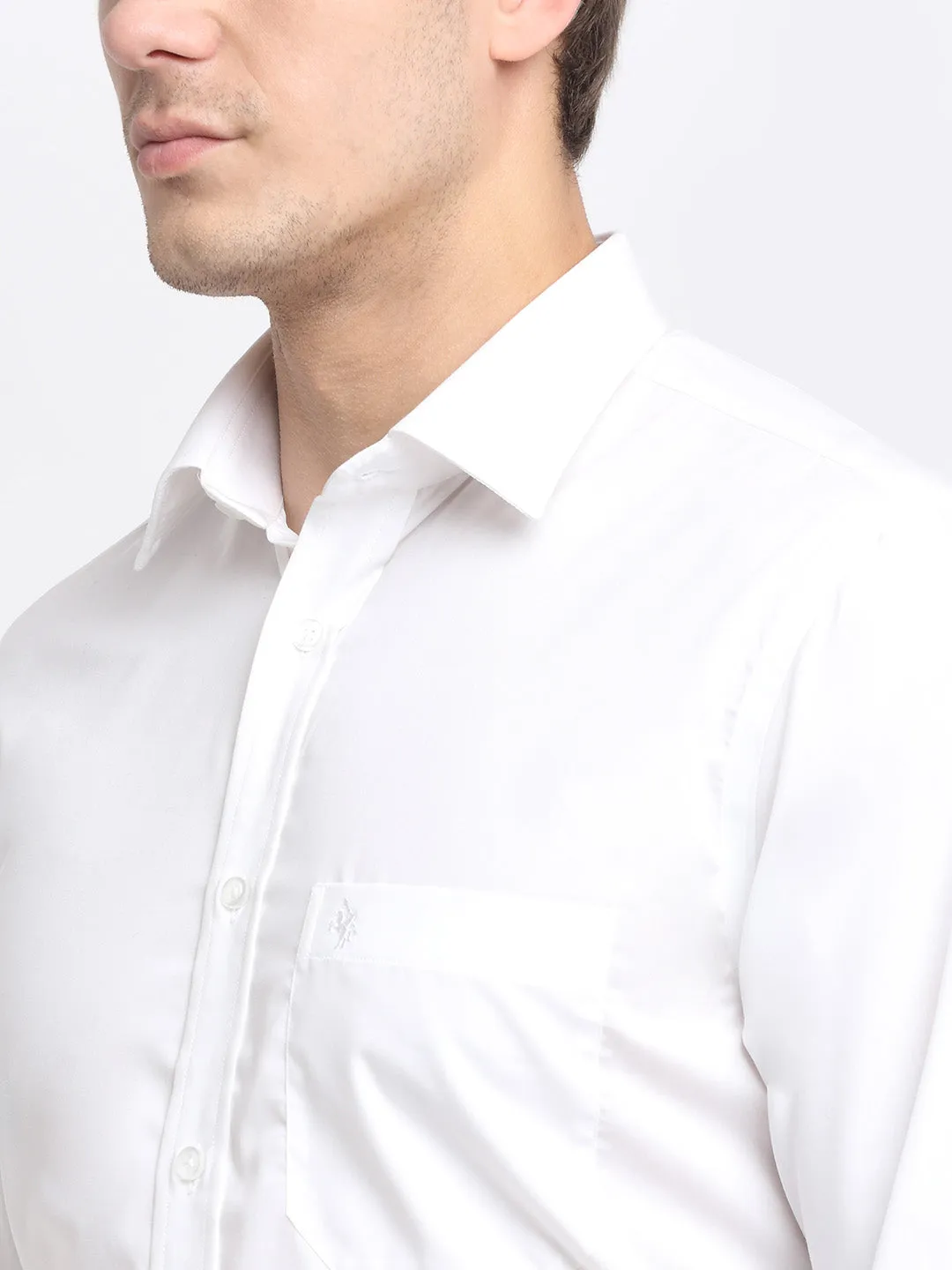 Men's White Formal Plain Full Sleeve Shirt