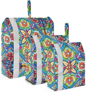 Mexican Talaveras Florals Packing Cubes for Travel 3 Set Large Packing Cubes Luggage Bags for Travel Essentials