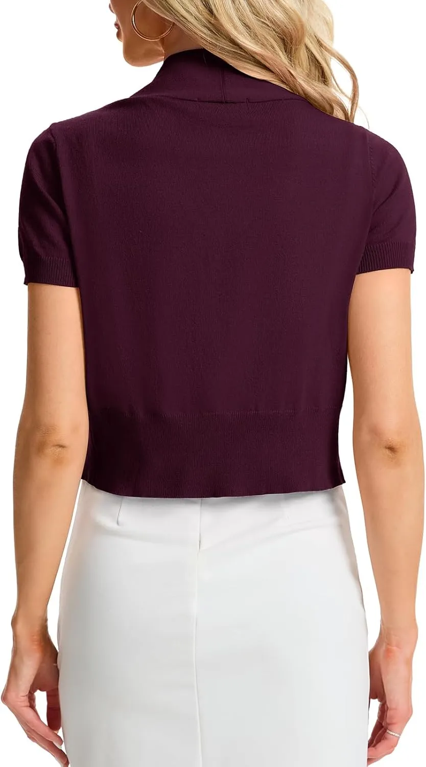 MINTLIMIT Women's Shrug Bolero Open Front 3/4 Sleeve Cropped Cardigan Sweater