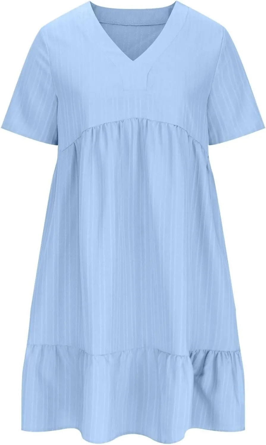 Moomoo Dresses for Women Loose Fit Short Sleeve Tunic Dress with Pockets Beach Vacation Outfit