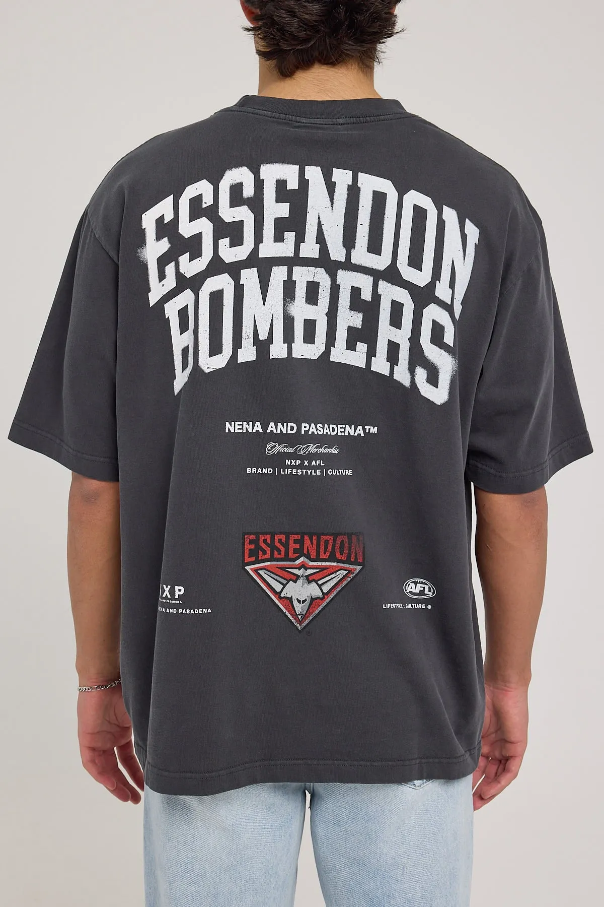Nena & Pasadena Essendon Bombers AFL Oversize Tee Pigment Black