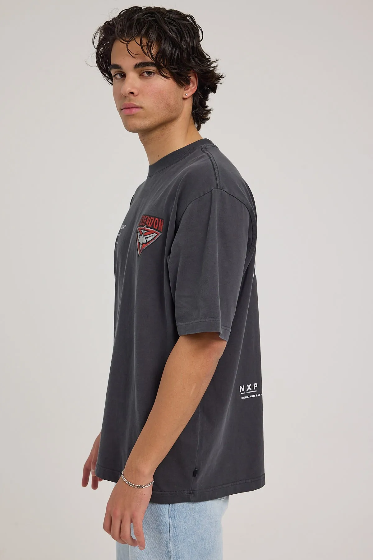 Nena & Pasadena Essendon Bombers AFL Oversize Tee Pigment Black