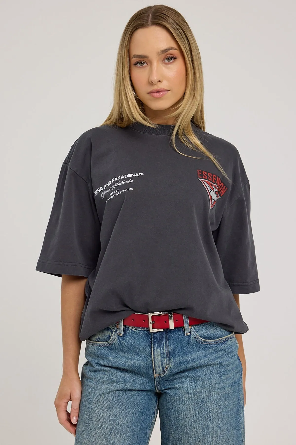 Nena & Pasadena Essendon Bombers AFL Oversize Tee Pigment Black