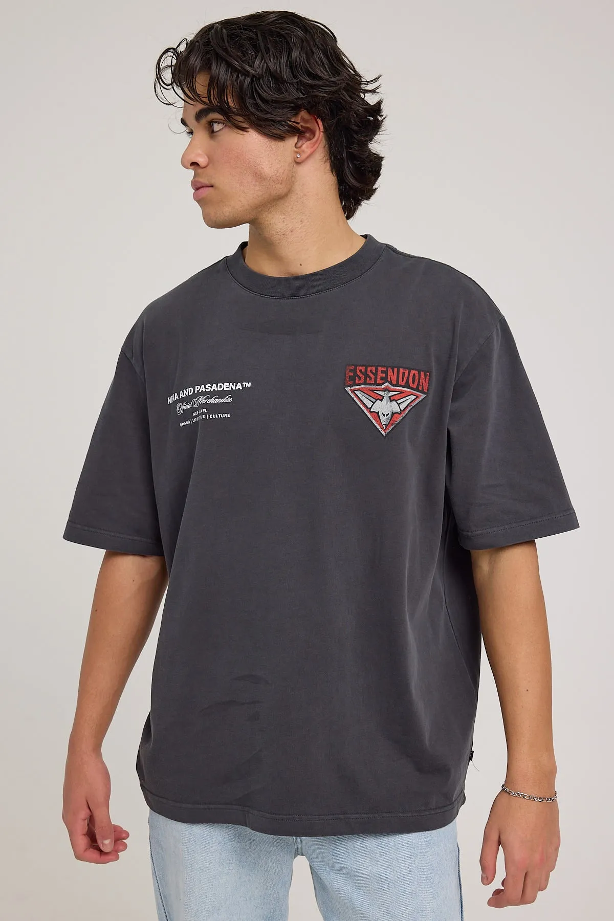Nena & Pasadena Essendon Bombers AFL Oversize Tee Pigment Black