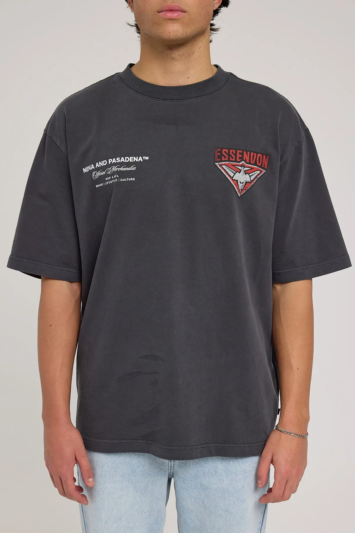 Nena & Pasadena Essendon Bombers AFL Oversize Tee Pigment Black