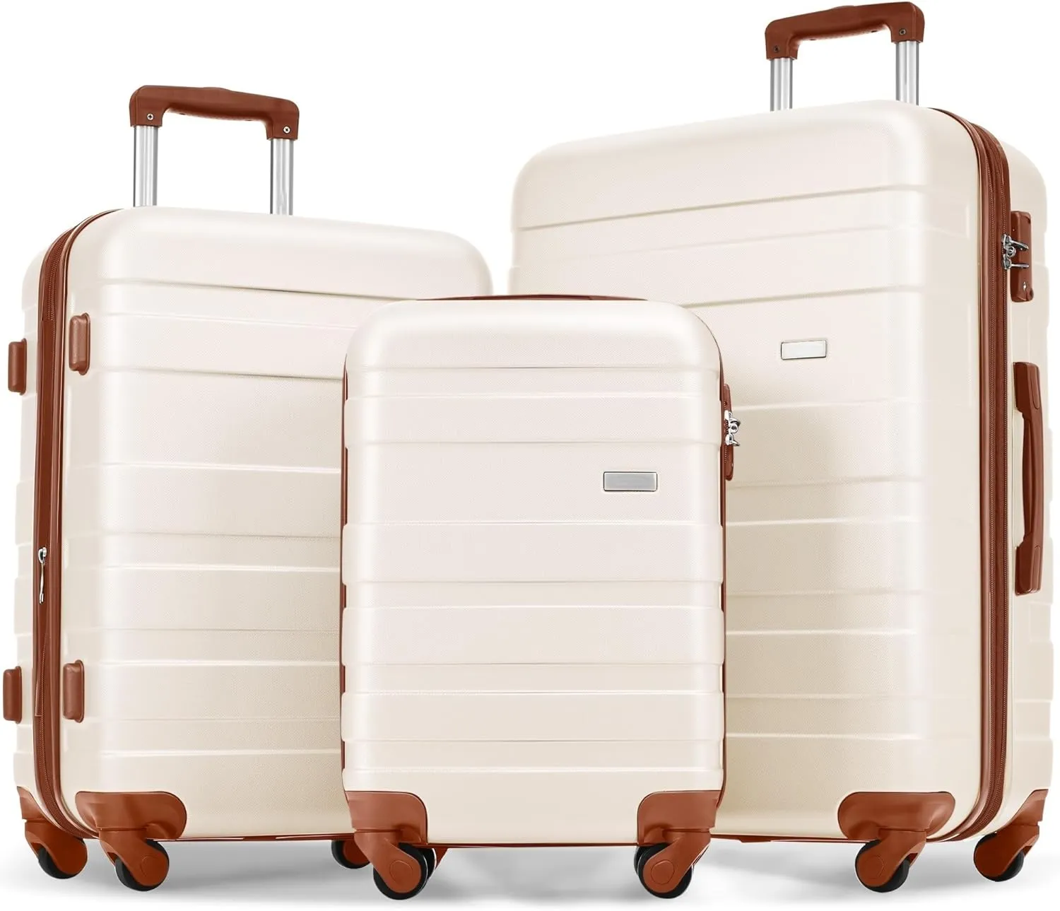 New Hard Shell 3PCS Luggage Set With Rotating Wheels, 20' 24' 28'(Beige)