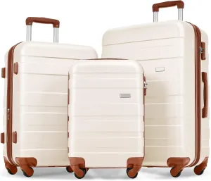 New Hard Shell 3PCS Luggage Set With Rotating Wheels, 20' 24' 28'(Beige)