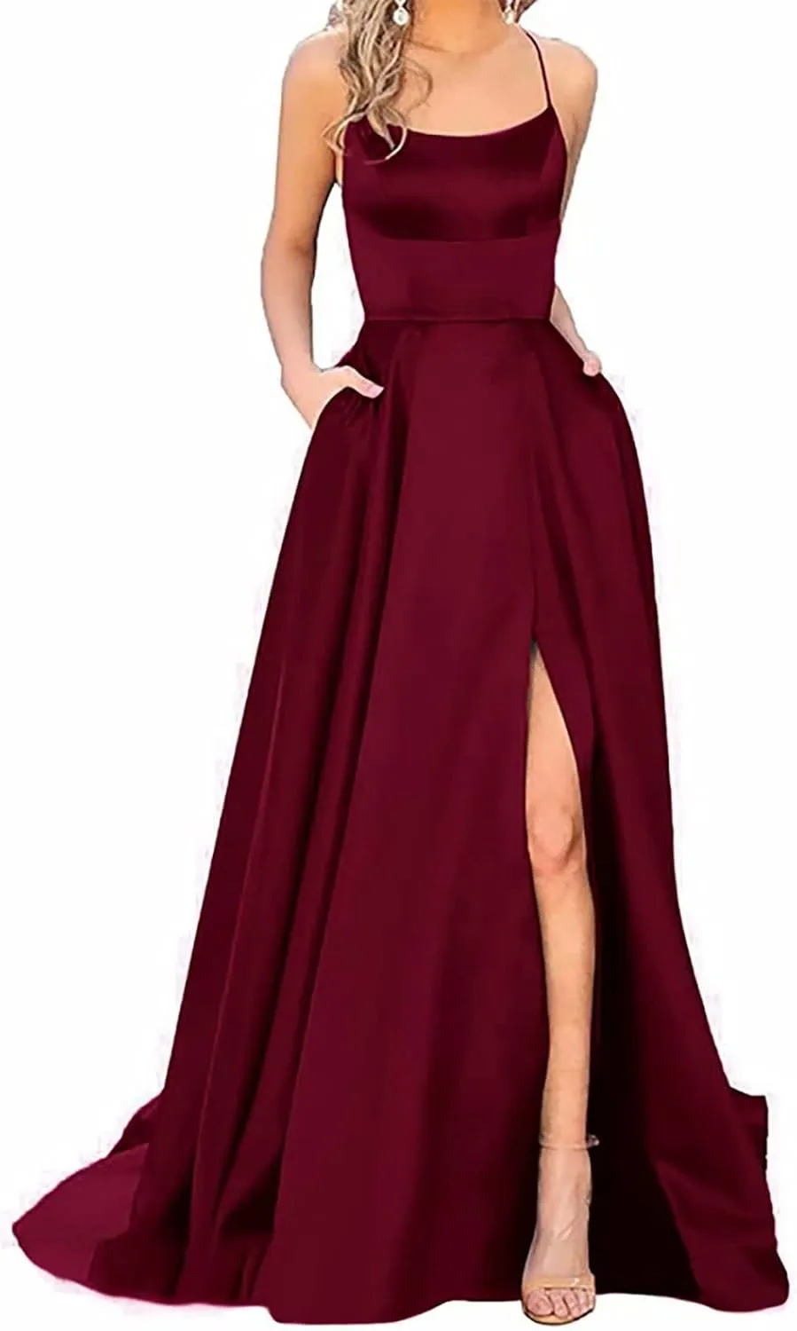 Off Shoulder Prom Evening Gowns Elegant V Neck Short Sleeve Wrap Formal High Split Wedding Guest Dress