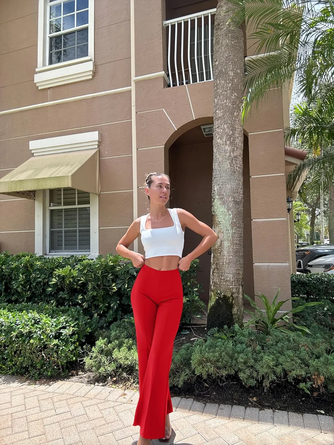 OQQ Women Wide Leg Pants High Waist Casual Pants Fall Clothes Outfits