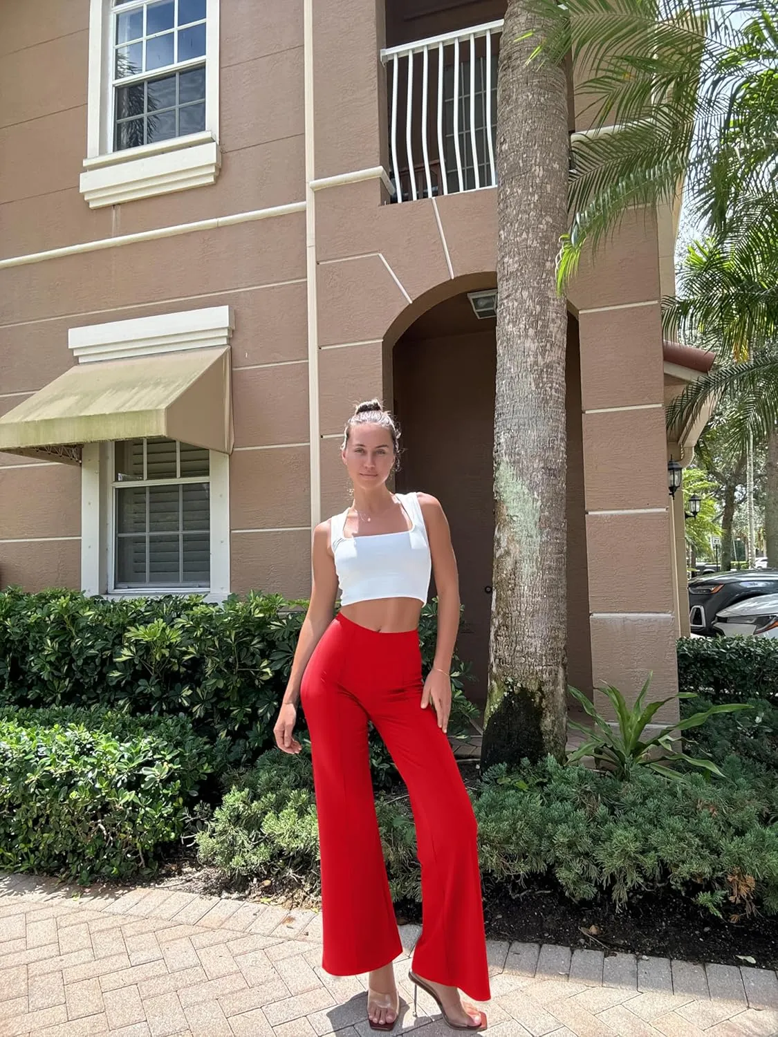 OQQ Women Wide Leg Pants High Waist Casual Pants Fall Clothes Outfits