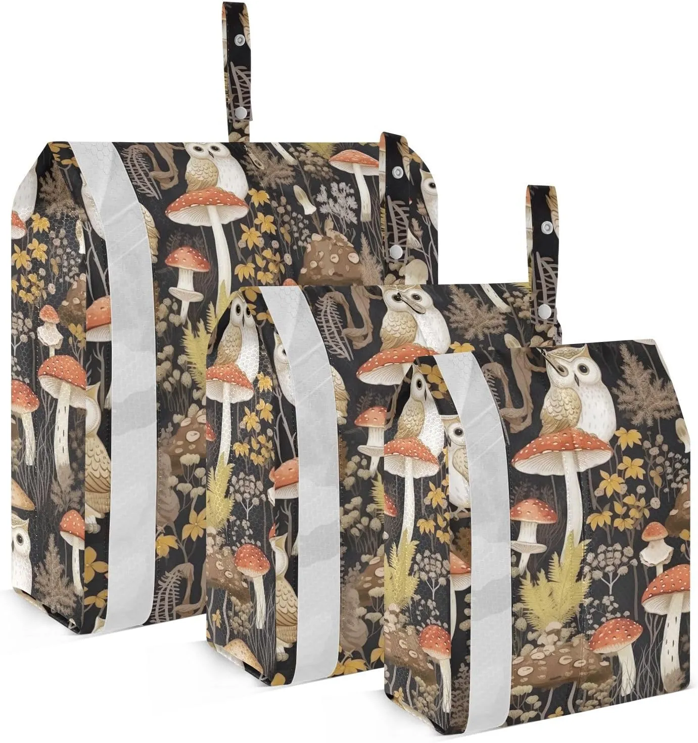 Owls Fall Mushrooms Leaves Packing Cubes for Travel 3 Set Travel Packing Organizers Luggage Organizers for Suitcases