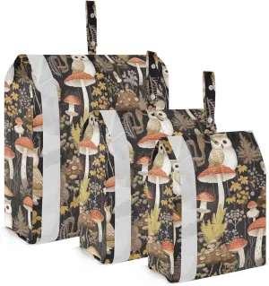 Owls Fall Mushrooms Leaves Packing Cubes for Travel 3 Set Travel Packing Organizers Luggage Organizers for Suitcases