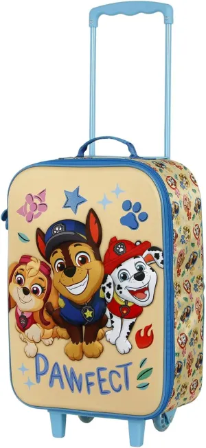 Paw Patrol Blue Medium 26L 2-Wheel Soft Trolley Suitcase with Elastic Straps, Valid for Carry-On, Dimensions 52 x 33 x 17 cm