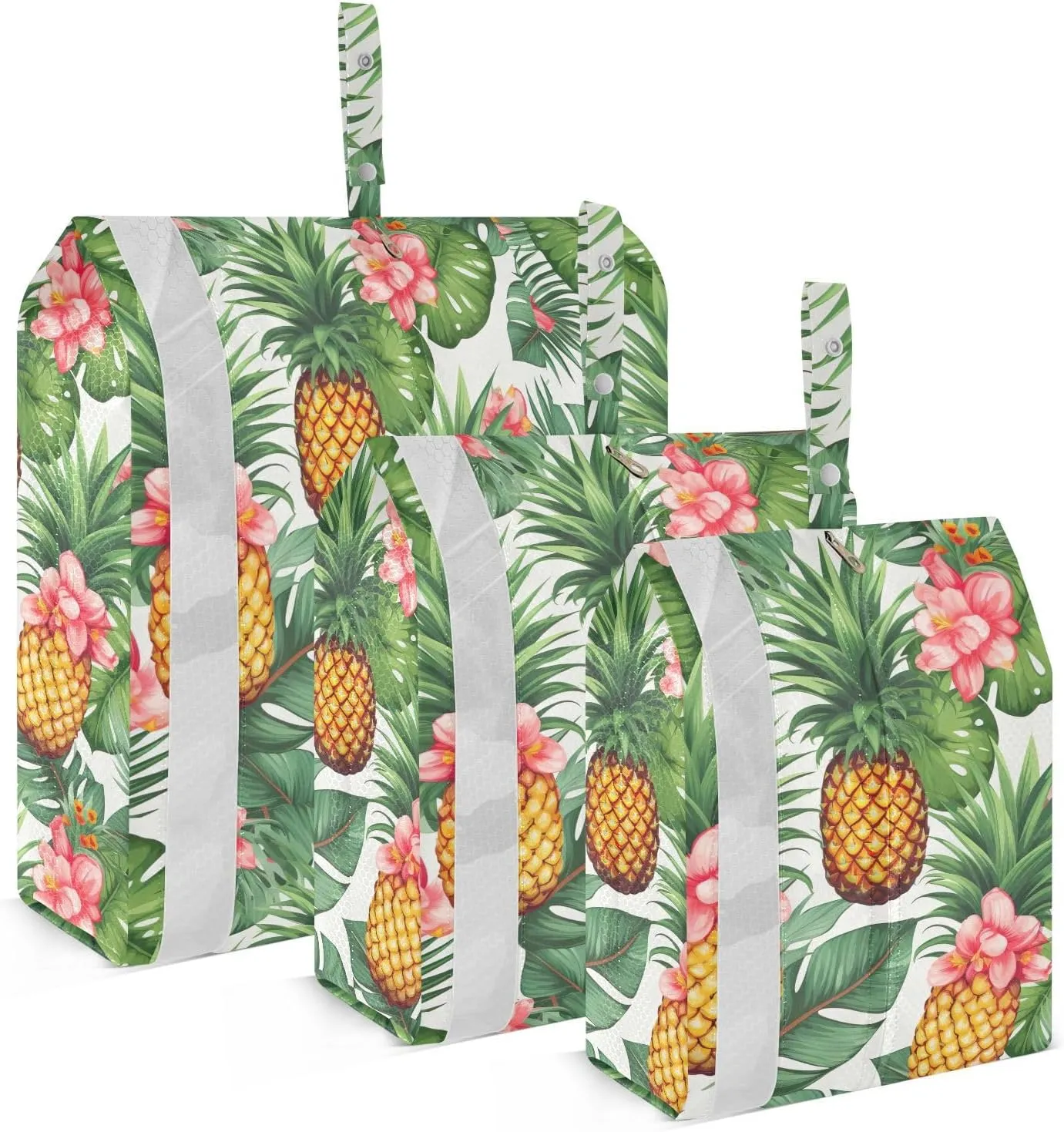 Pineapple Tropical Leaves Packing Cubes for Travel 3 Set Large Packing Cubes Luggage Bags Organizer for Suitcases