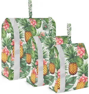 Pineapple Tropical Leaves Packing Cubes for Travel 3 Set Large Packing Cubes Luggage Bags Organizer for Suitcases