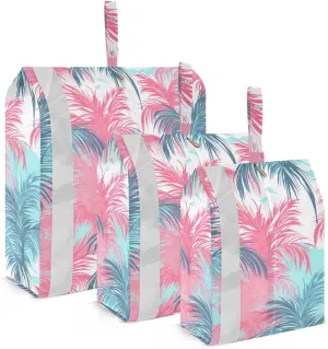 Pink Blue Palm Tree Packing Cubes for Travel 3 Set Compressible Packing Cubes Luggage Bags Organizer for Travel Essentials