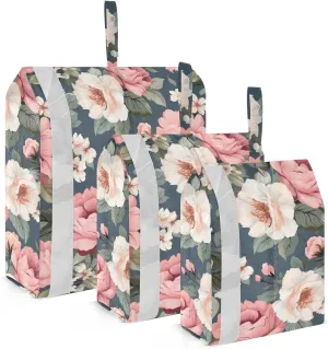 Pink Floral Flowers Packing Cubes for Travel 3 Set Luggage Packing Cubes Suitcase Organizer Bags for Vacation Clothes