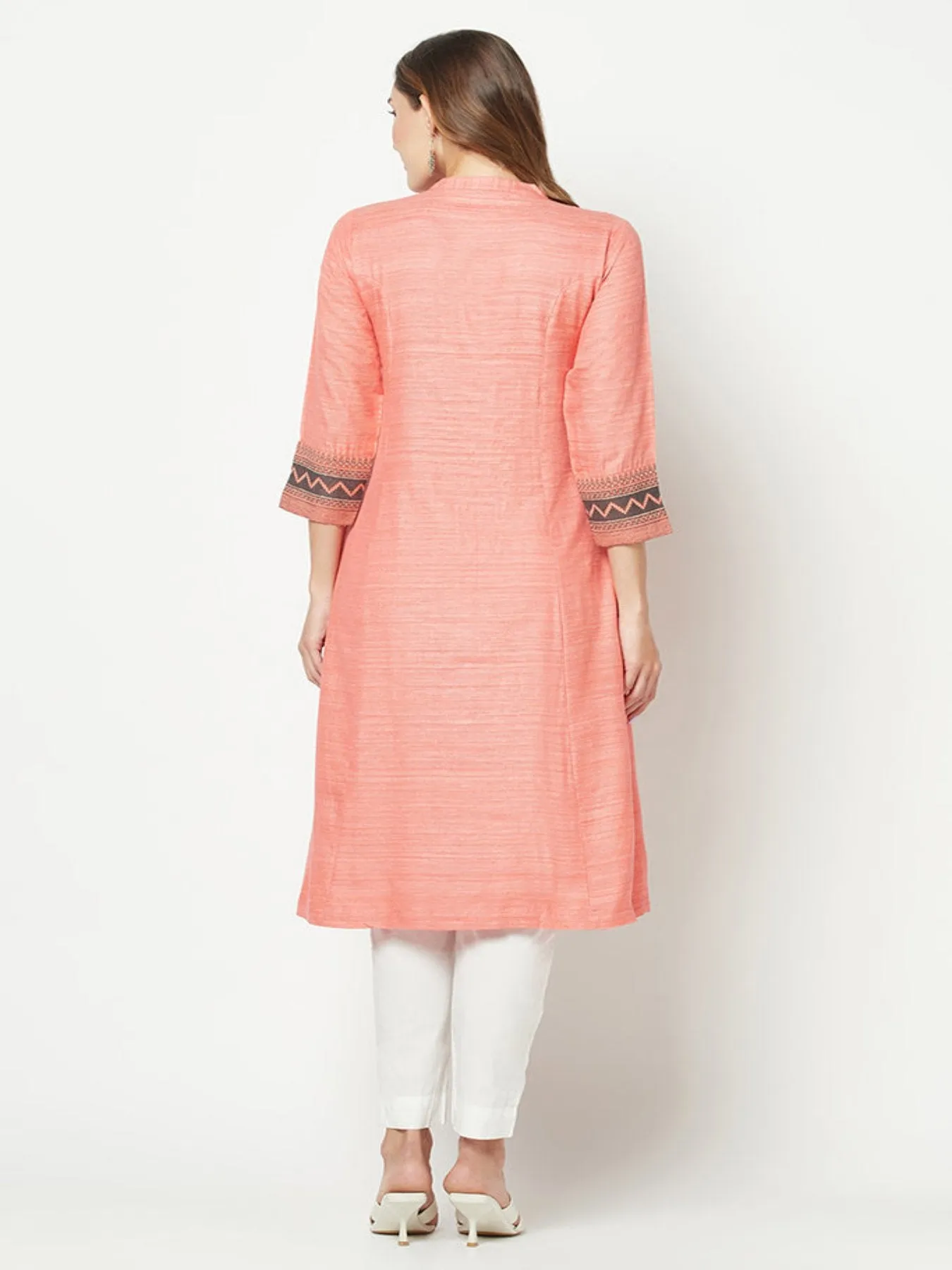 Pink Khaadi Embroidered Kurta