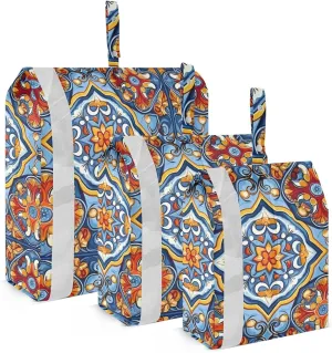 Portuguese Talavera Orange Packing Cubes for Travel 3 Set Compressible Packing Cubes Suitcase Organizer Bags for Carry On Suitcases