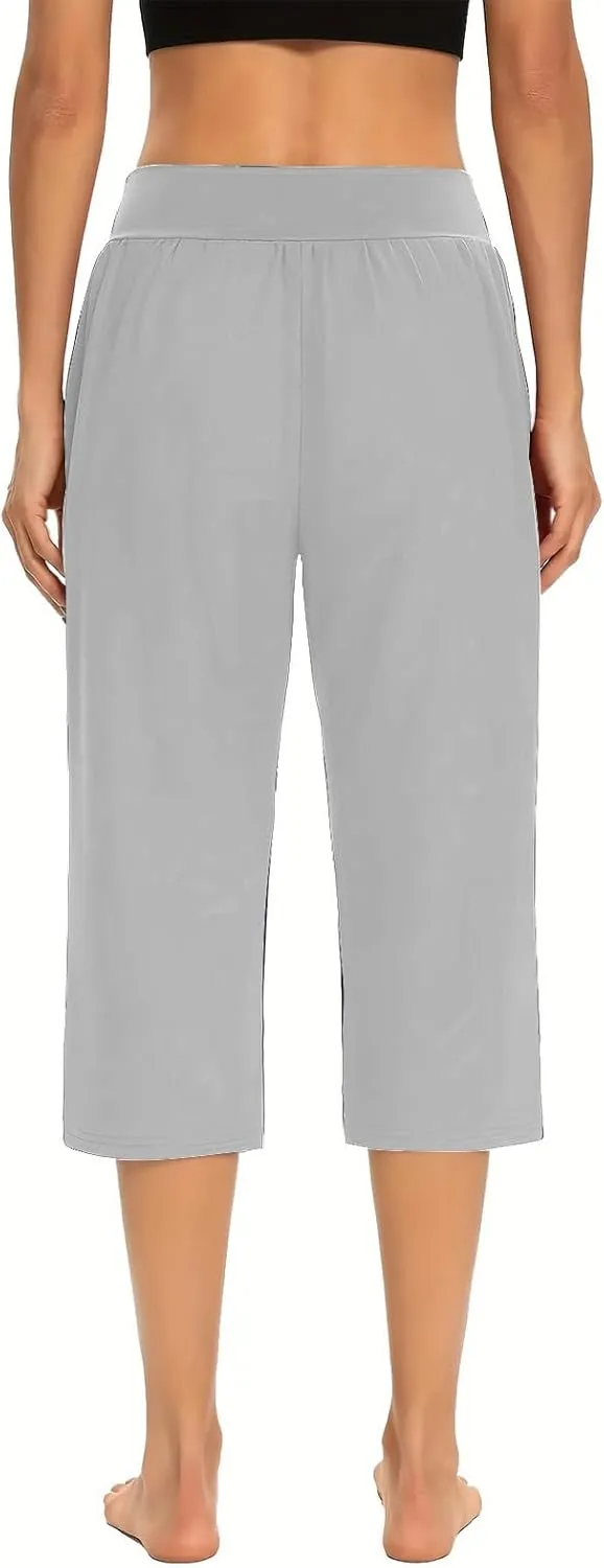Pull On Capris for Women Dressy Casual Stretch Lightweight Capri Elastic High Waist Lounge Pants 2025 Summer