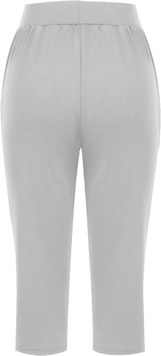 Pull On Capris for Women Dressy Casual Stretch Lightweight Capri Elastic High Waist Lounge Pants 2025 Summer