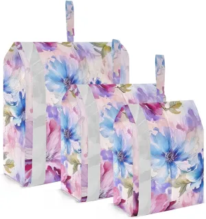 Purple Florals Watercolor Packing Cubes for Travel 3 Set Packing Cubes Compression Luggage Organizer Bags for Packing