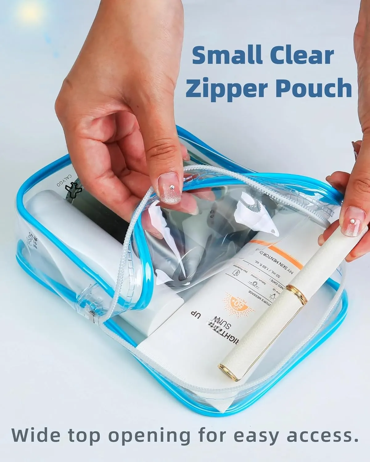 Quart Size Travel Bag TSA Approved Toiletry Bag, Airplane Essentials for Flying, Long Flight European International Must Haves (1, Blue)