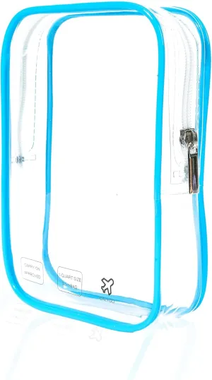 Quart Size Travel Bag TSA Approved Toiletry Bag, Airplane Essentials for Flying, Long Flight European International Must Haves (1, Blue)