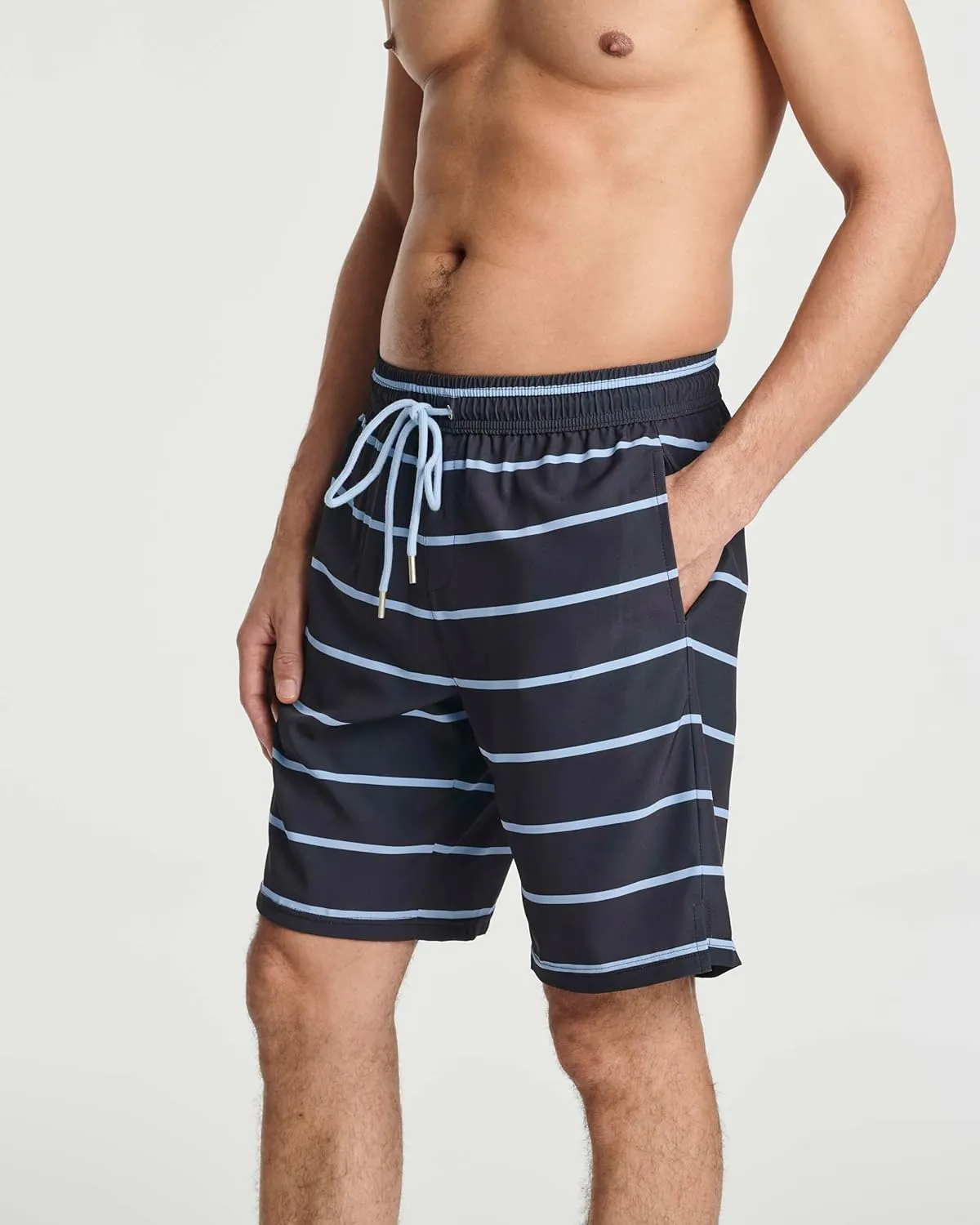 Real Essentials 3 Pack: Men's 9" Inch 2 in 1 Board Shorts with Compression Liner - Bathing Suit with Back Flap Pocket