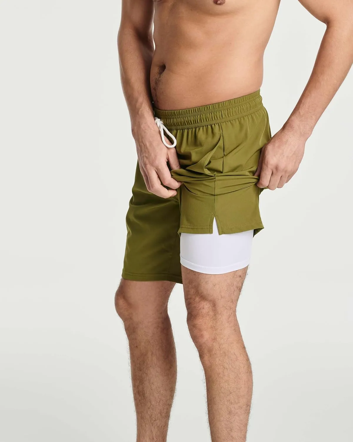 Real Essentials 3 Pack: Men's 9" Inch 2 in 1 Board Shorts with Compression Liner - Bathing Suit with Back Flap Pocket