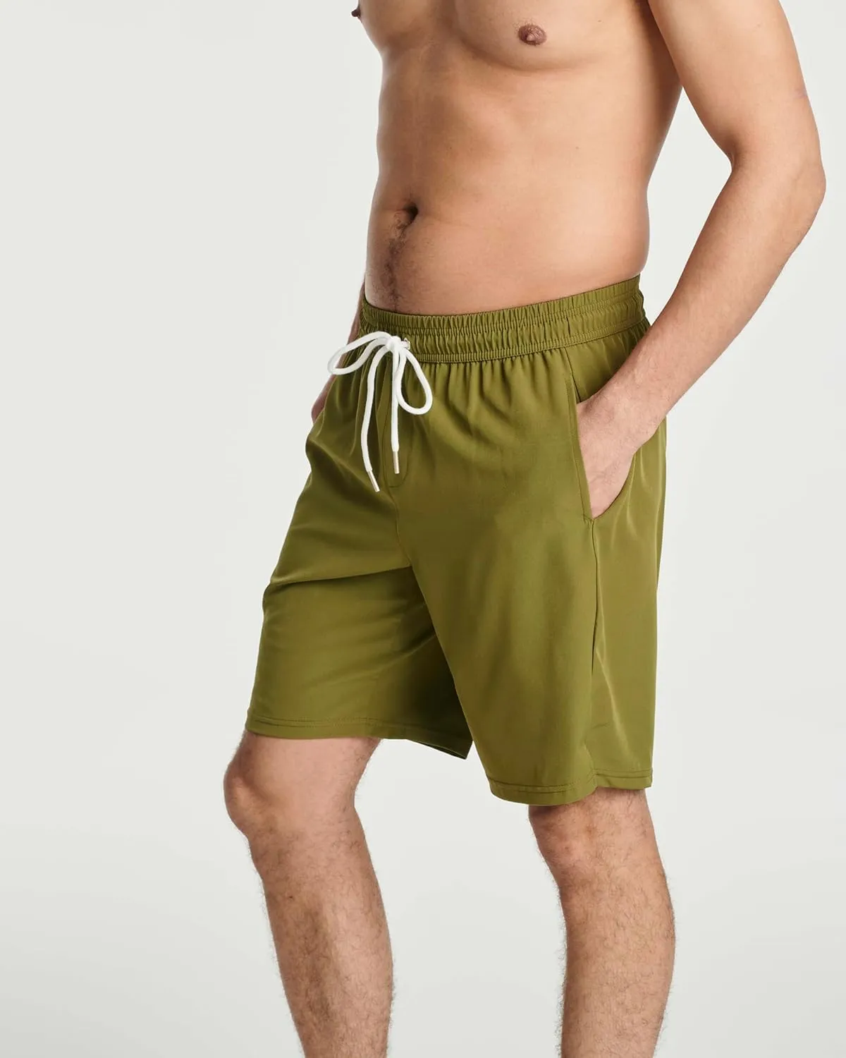Real Essentials 3 Pack: Men's 9" Inch 2 in 1 Board Shorts with Compression Liner - Bathing Suit with Back Flap Pocket