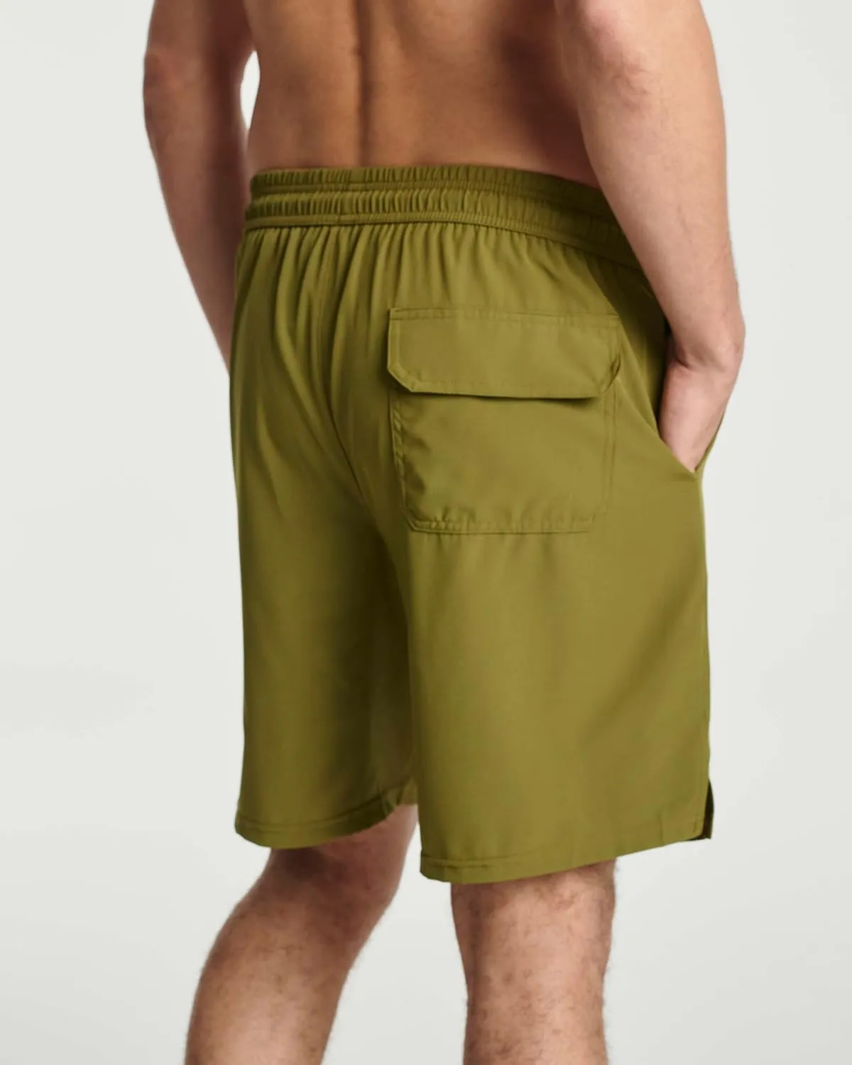 Real Essentials 3 Pack: Men's 9" Inch 2 in 1 Board Shorts with Compression Liner - Bathing Suit with Back Flap Pocket