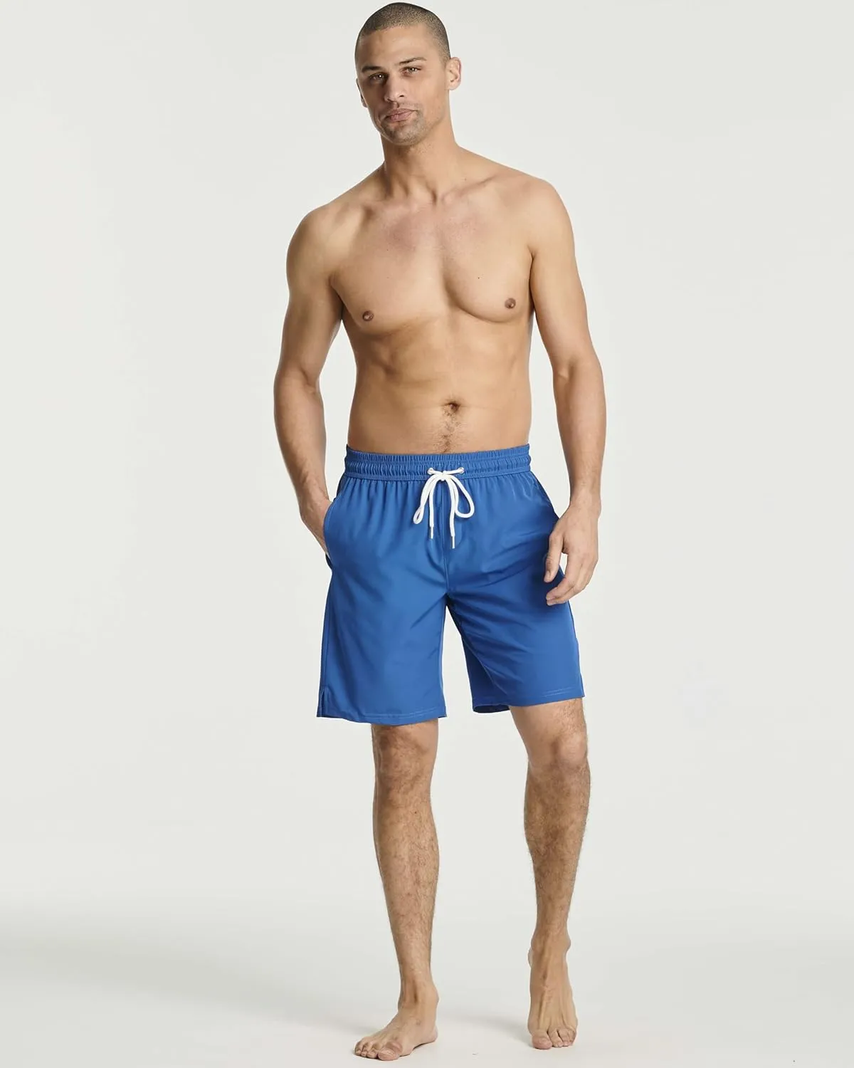 Real Essentials 3 Pack: Men's 9" Inch 2 in 1 Board Shorts with Compression Liner - Bathing Suit with Back Flap Pocket
