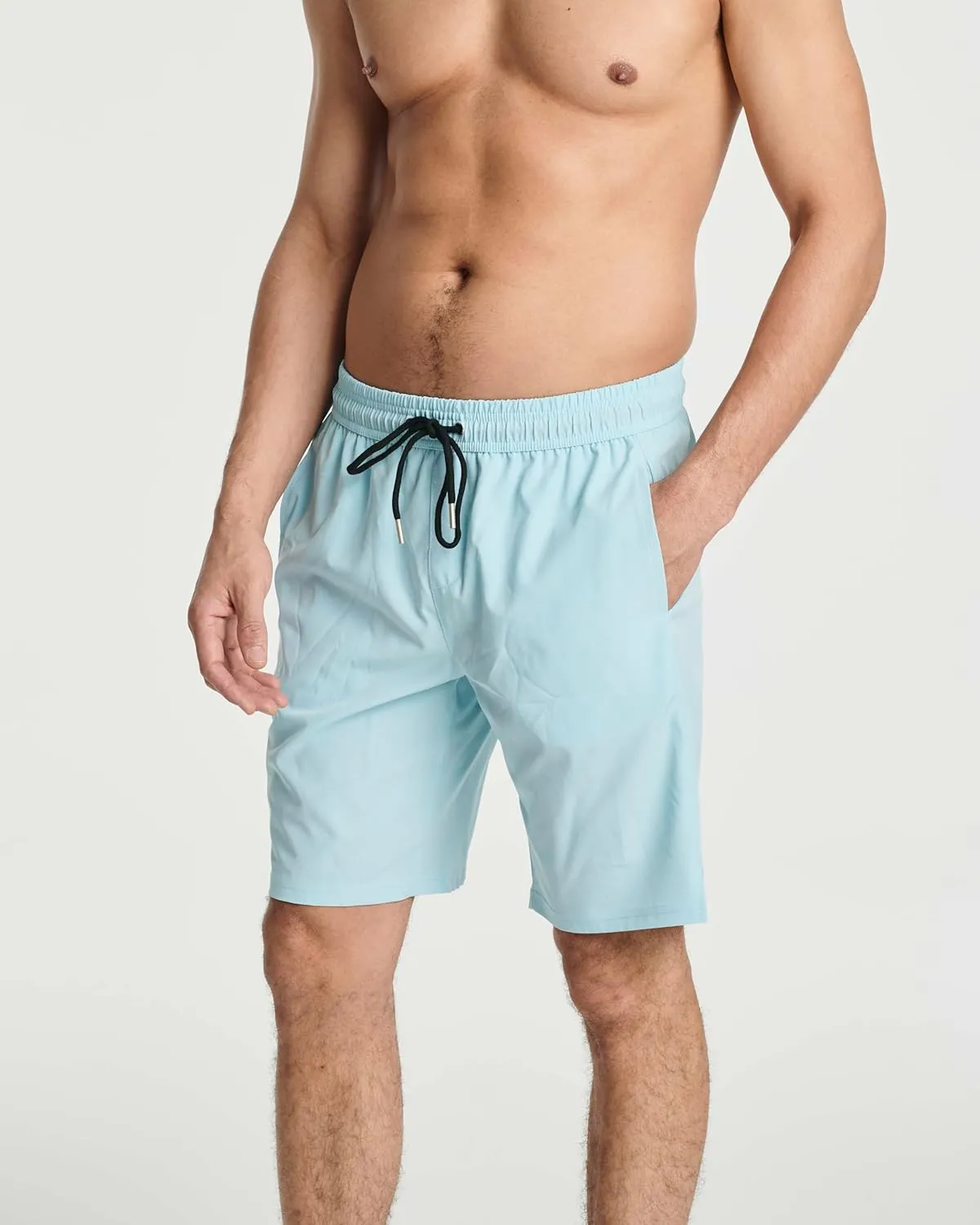 Real Essentials 3 Pack: Men's 9" Inch 2 in 1 Board Shorts with Compression Liner - Bathing Suit with Back Flap Pocket