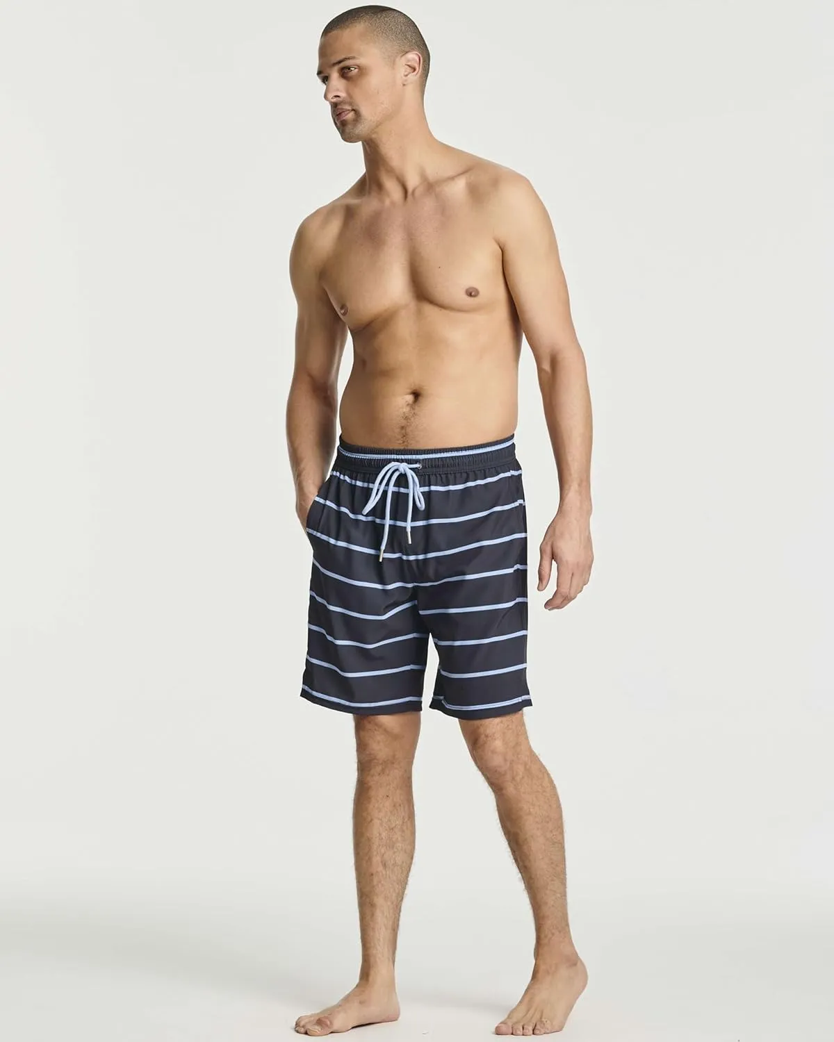 Real Essentials 3 Pack: Men's 9" Inch 2 in 1 Board Shorts with Compression Liner - Bathing Suit with Back Flap Pocket